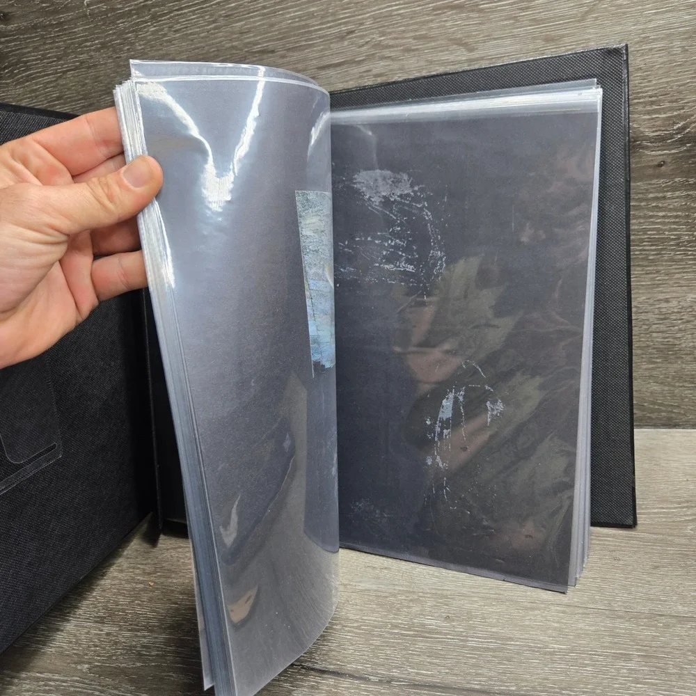 Large Black Leatherette Photo Album Portfolio Book Binder Clear Sleeves Inserts